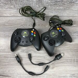 Lot of 2 Xbox Duke Controller OEM Microsoft Original w/ Breakaway Cable TESTED